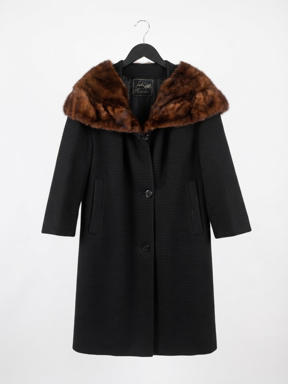 Saks Fifth Avenue Len Artel Mink Fur Black Trench Coat